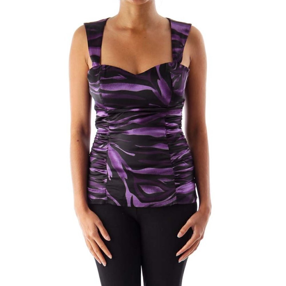 Arden B Purple & Black Open Back Top